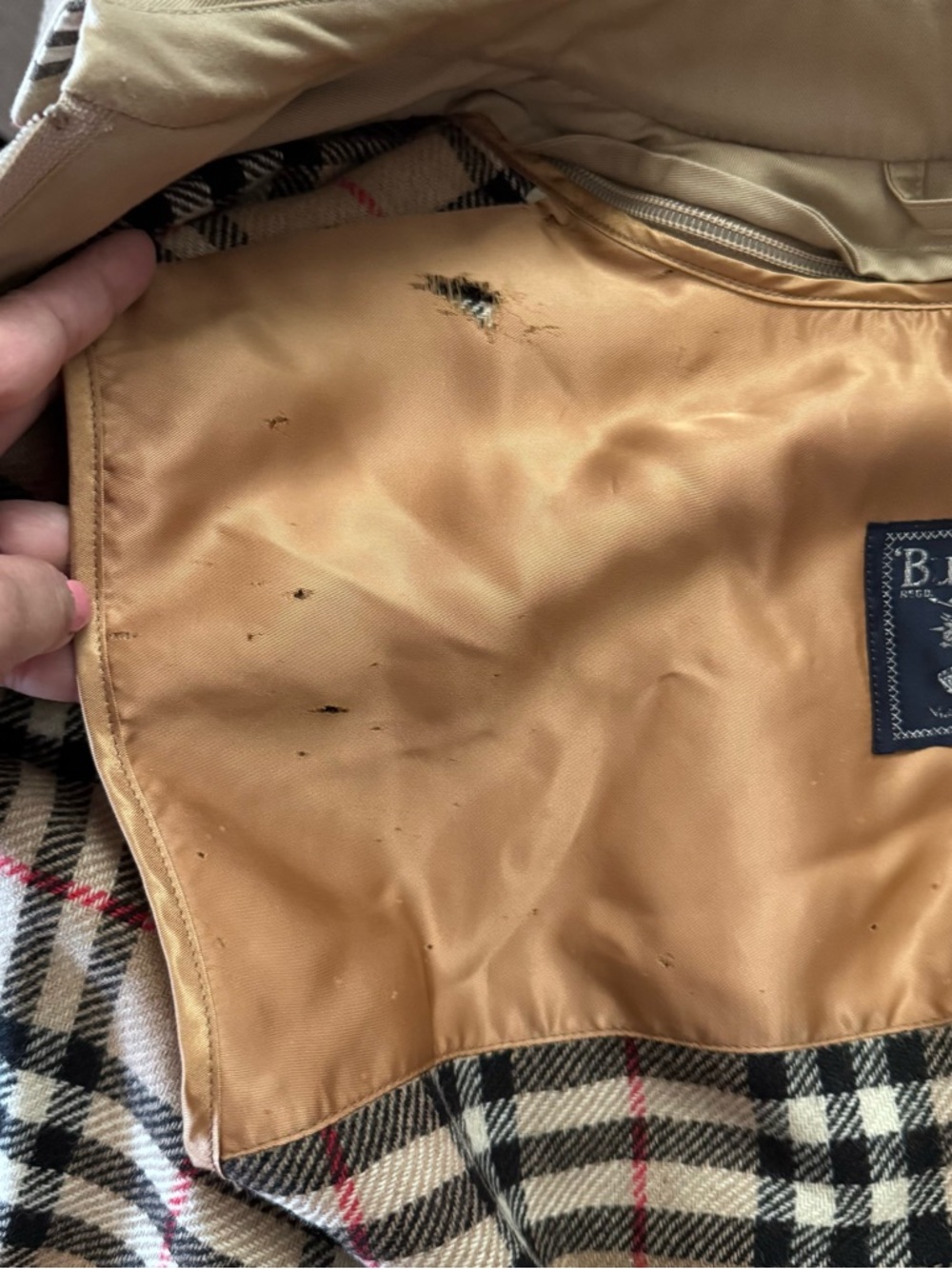 Vintage Burberry Classic Men's Khaki Trench-Style Jacket 38 REG - Picture 9 of 15